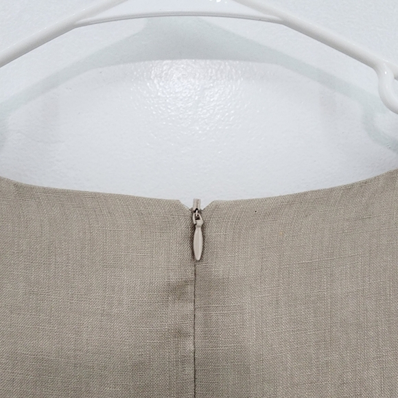 Hirsch + Timber Women's 100% Linen Puff Sleeves Tan Midi Lagenlook Dress - Picture 9 of 9